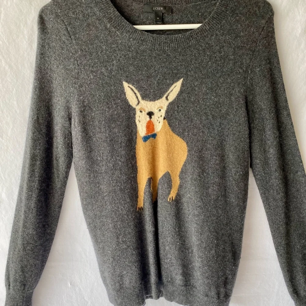 J Crew Official French Bulldog Sweater “Frenchie” Charcoal Gray Size Medium